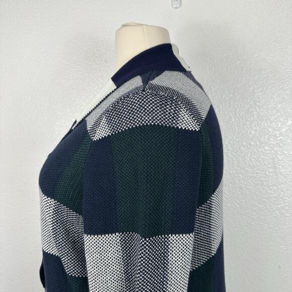 Modcloth Cardigan Women 2X Simply Snuggly Blue Green Plaid Open Front Preppy - Picture 8 of 13